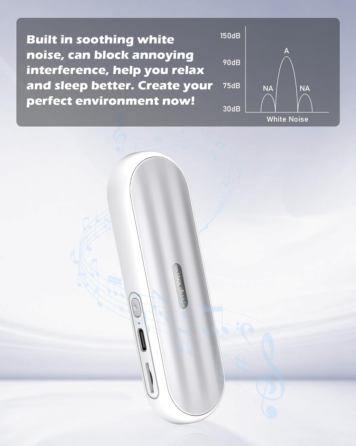 GroTawel 20-Hour Under Pillow Bluetooth Speaker for Sleep: Private Bone Conduction Portable Speaker with White Noise