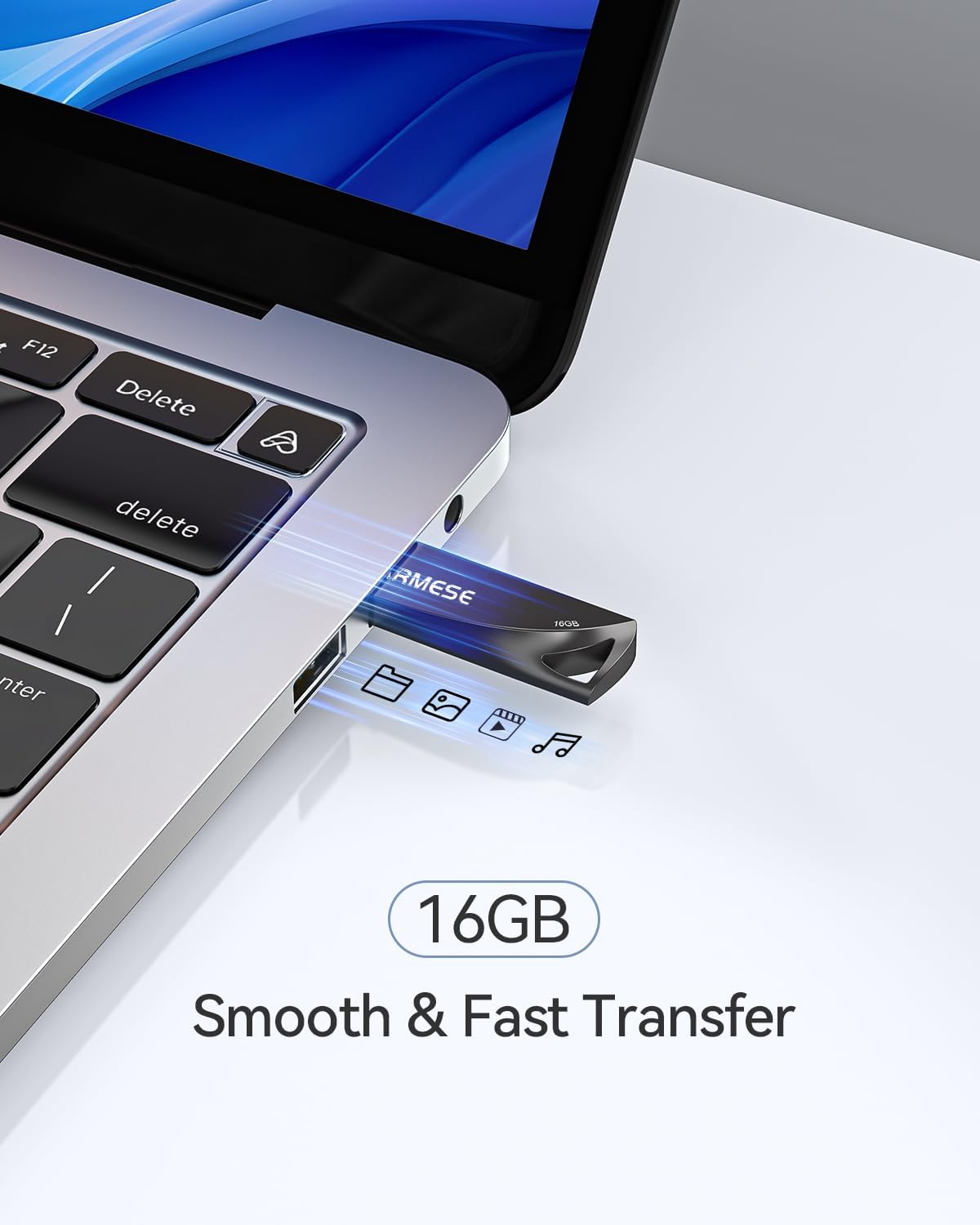 16GB USB Flash Drives 5 Pack Waterproof Metal USB Memory Stick Slim USB 2.0 Flash Drive, Portable Pen Drive Thumb Drive with Keychain Hole Jump Drive for Computer/Car/Smart TV (Black)