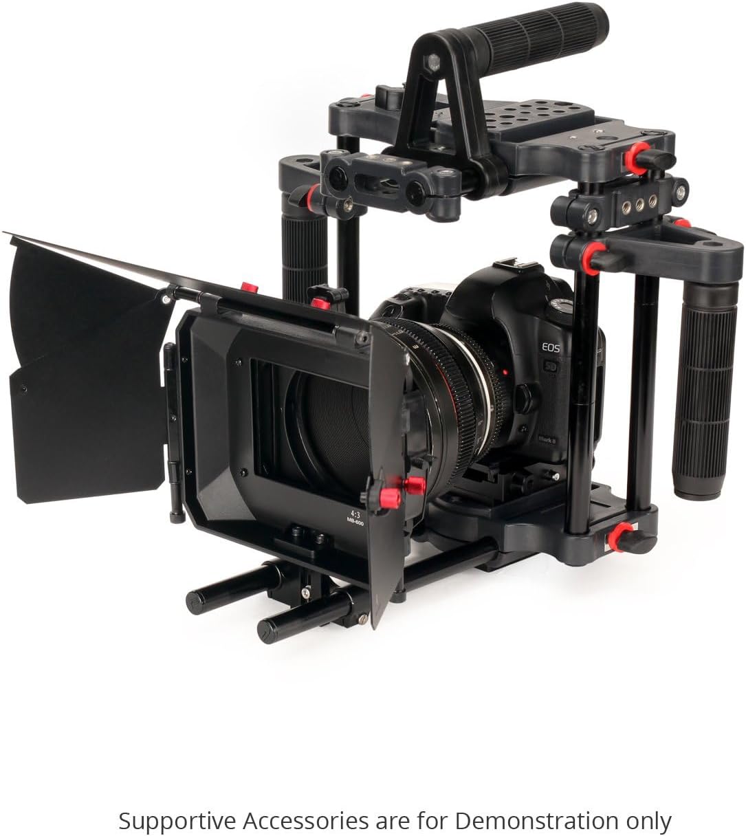 Power DSLR Camera Cage with MB-600 Matte Box Combo Kit. 4x4 Filter Holders, Lenses up to 95mm Diameter, Supports 15mm Rods. for DSLR/DSLM Handheld Camera. (FC-CTH-01)