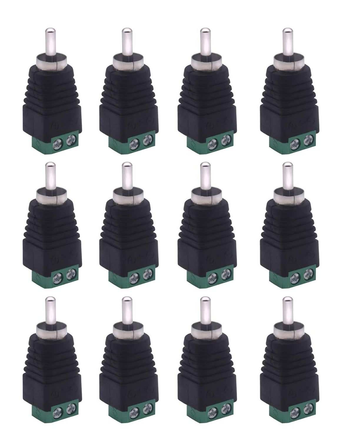 RCA Plugs for Speaker Wire, RCA to AV Screw Terminal Connector, Phono RCA Male Plug Solderless Converter Audio/Video Speaker Wire Connectors Solderless Adapter(12 Pack)