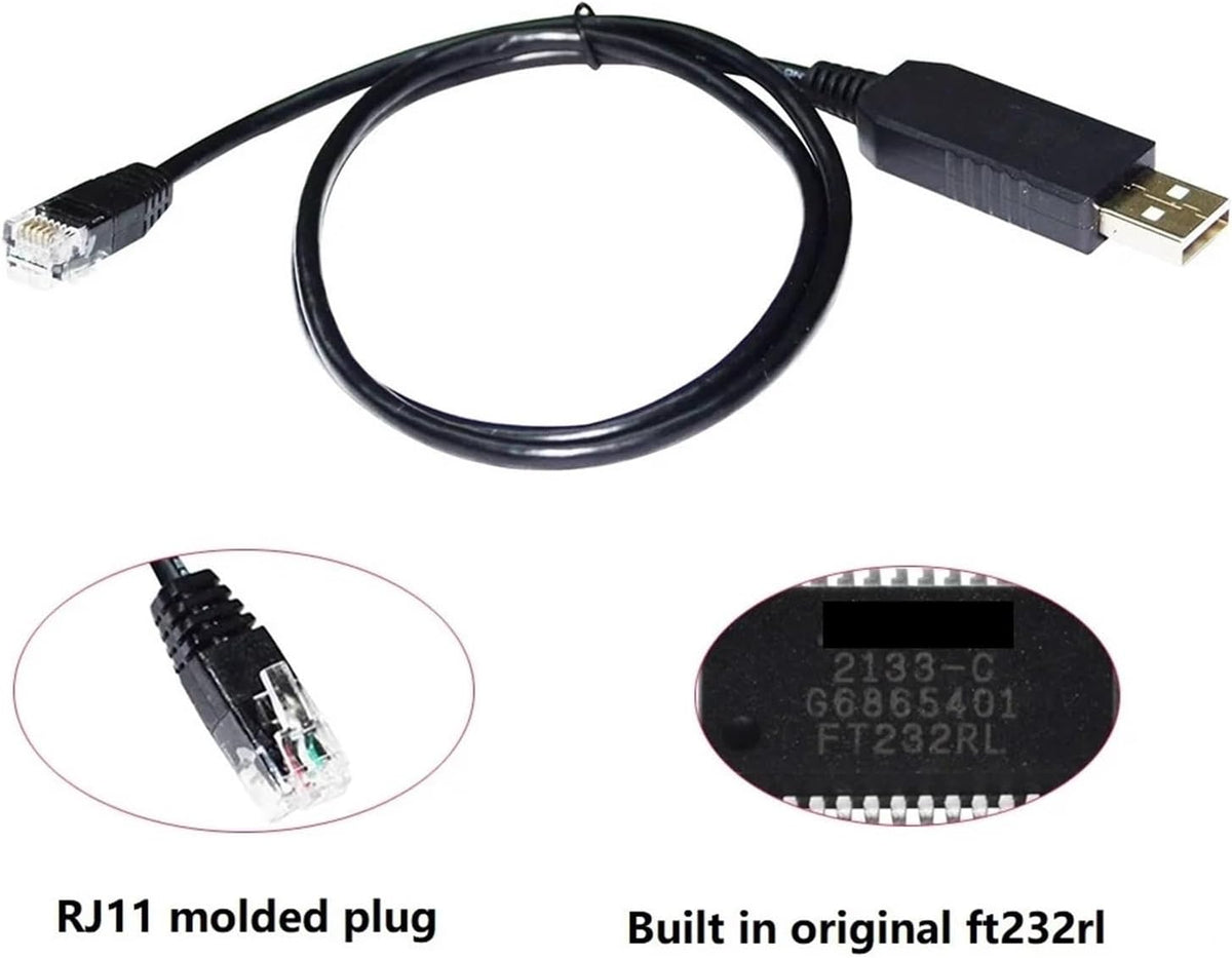 HGTTREA RS232 RJ11 RJ12 6P4C Communication 5I 8I 9I 11I, Cable(3.6M) USB to Adapter Controller Cable Fit Compatible PC