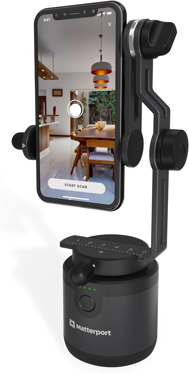 Matterport Axis Gimbal Stabilizer for Smartphone Camera - Motorized Rotating Mount for Professional 3D 360 Photo Scans for iPhone and Android Phones