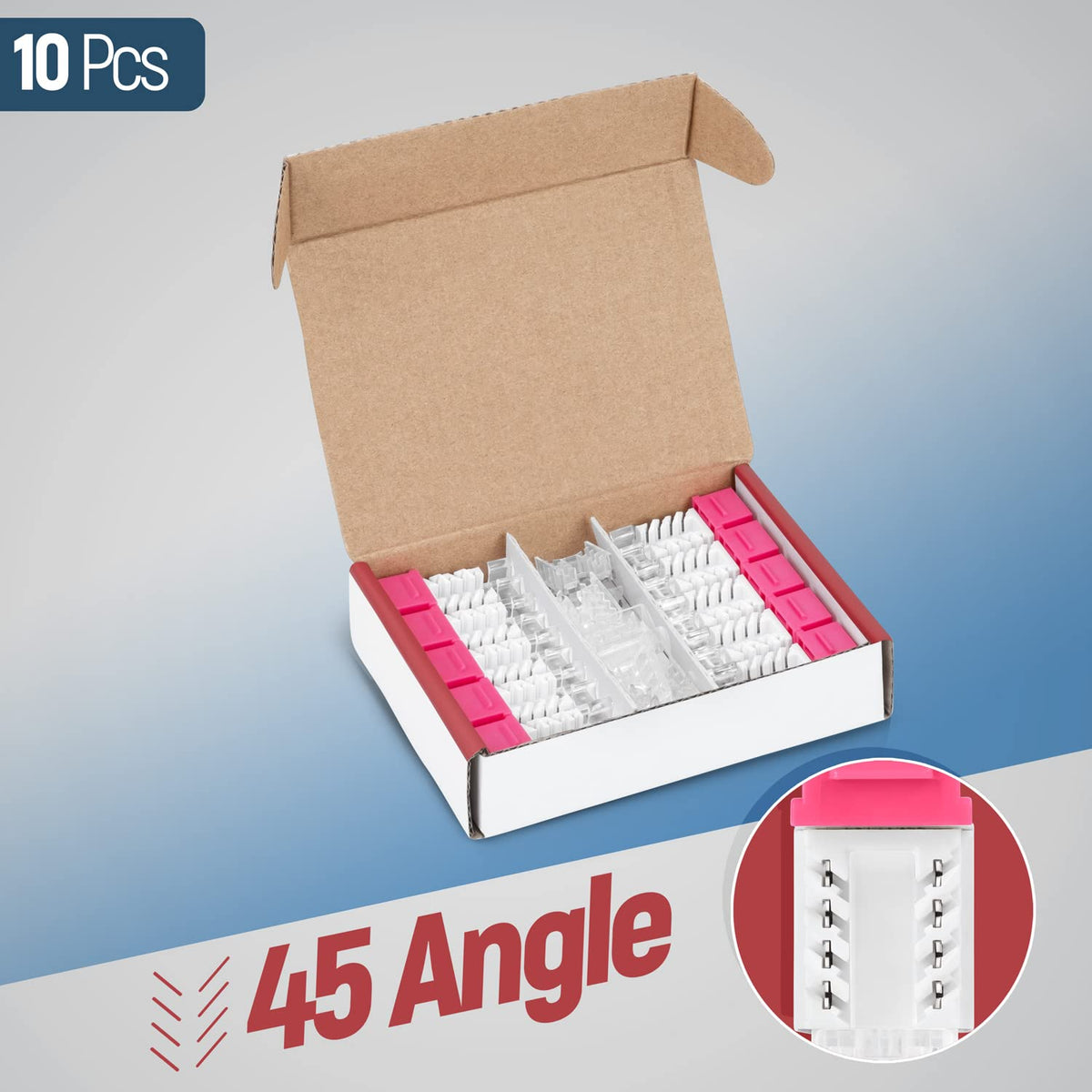 Everest 45° Angled RJ45 Cat6 Keystone Jacks 10-Pack in Pink - Slim Profile Female RJ45 Connectors - Cat 6 Keystone Jack - Compatible with 45° Angled Speed Termination Tool - 45Term (B0BL3GS7ZY)