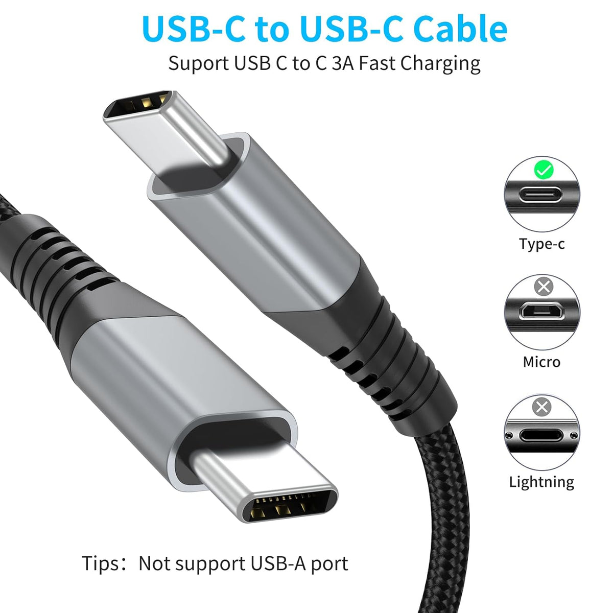 6 inch 0.5ft 3-Pack 60W S234 S23, G8, 15 16 USB C to USB C Cable, Short USB Type C Charger Cable PD Fast Charging