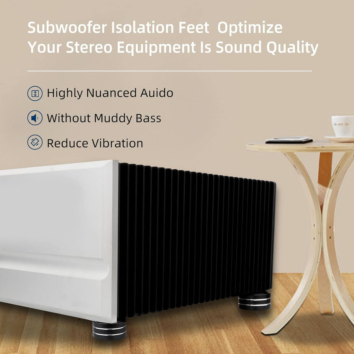 Monosaudio 4Pcs 40x20mm Speaker Isolation Feet Single-sided 3M Adhesives Speaker Spike Pads with Non-Slip Rubber Rings for Audio,Speakers, Subwoofers, Home Theater, Turntable DAC Feet Pad(Black Color)