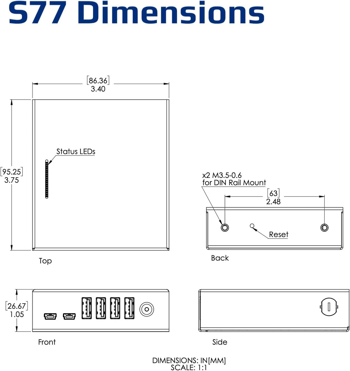 Managed USB Switch/Hub 2 Computers - 4 Port, Fast Charge (2.5A), Industrial Grade, Programmable Compatible with Mac/Windows/Linux USB 2.0
