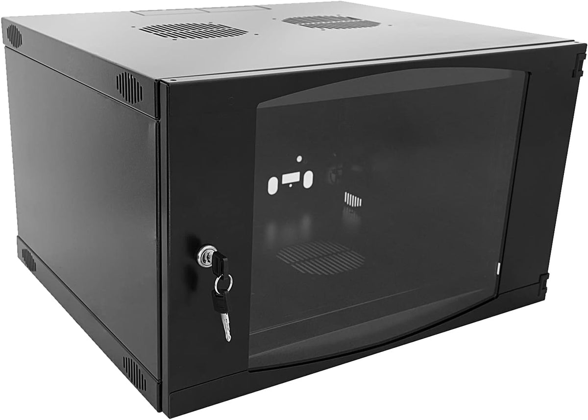 Raising Electronics Wall Mount Server Cabinet for Networking Data Home Video WiFi Internet System with 12 inch Install Depth (6U 450mm deep)