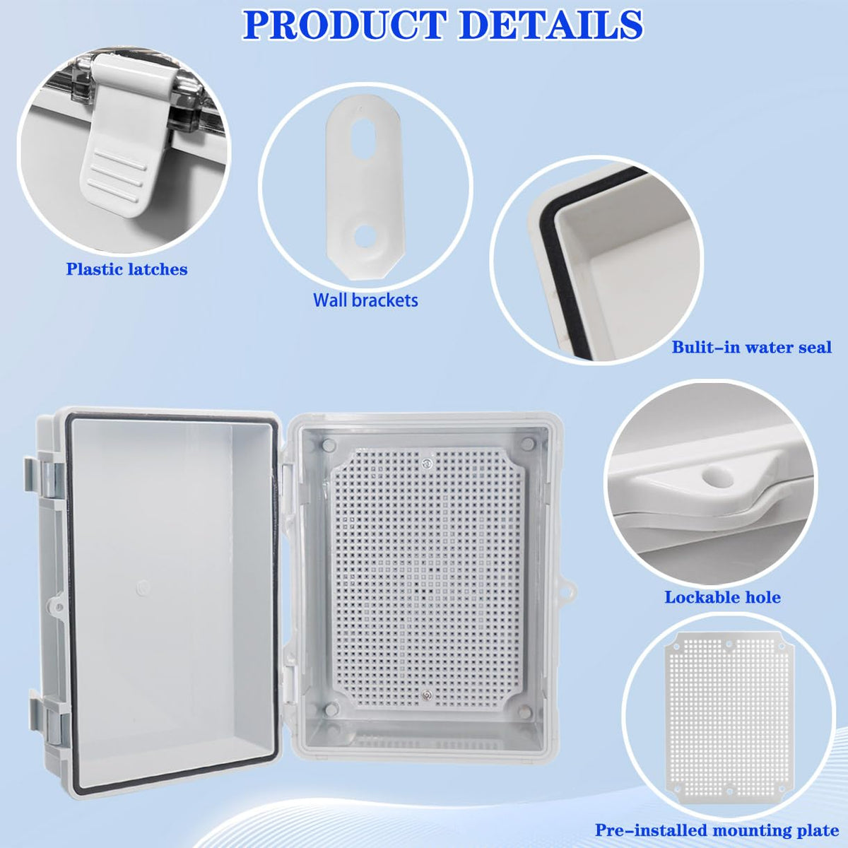 YETLEBOX Waterproof Outdoor Electrical Box Junction Box Weatherproof IP67 ABS Plastic Enclosure Switch Router Project Box with Mounting Plate