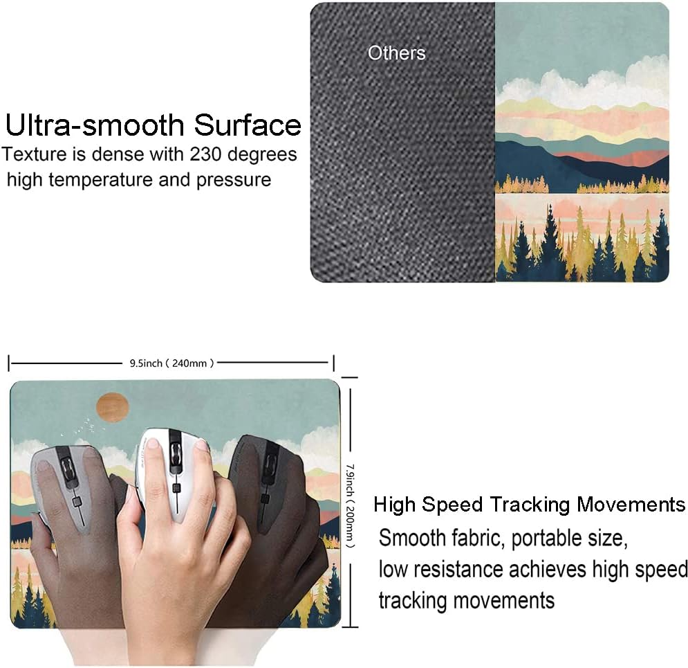 Mouse Pad, Abstract Landscape Mouse Pad, Square Mouse Mat Waterproof Mousepad Non-Slip Rubber Base Mouse Pads for Office Laptop, Modern Art