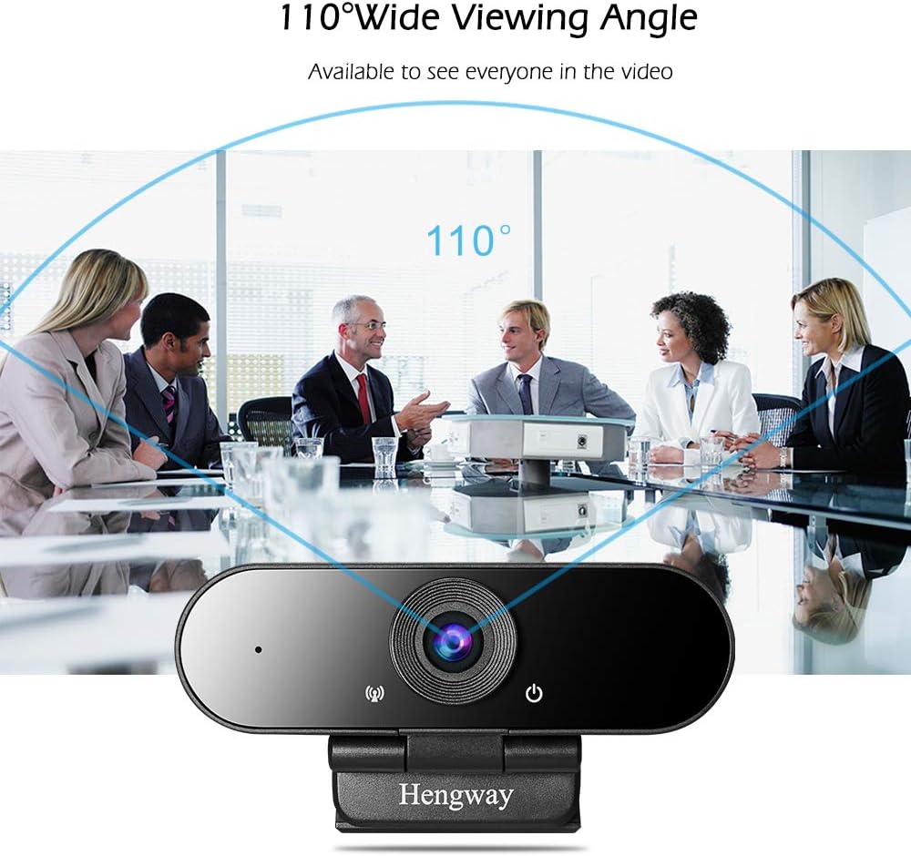 Hengway 1080P terminal,110 Webcam with Stereo Microphone and Privacy cover , FULL HD by USB Wide-Angle