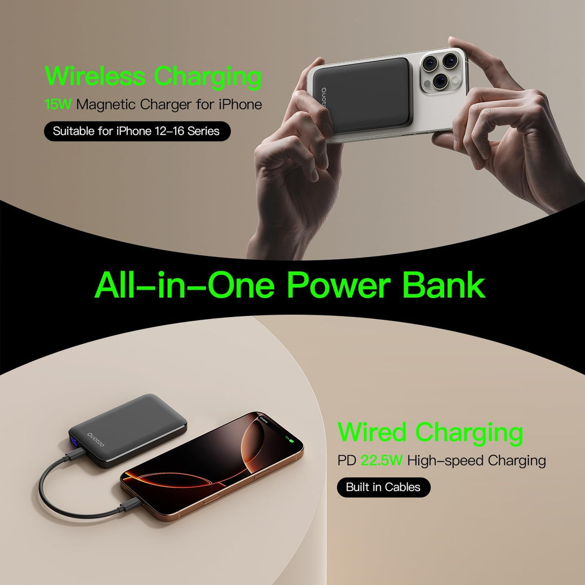 2025 Magnetic 15W Power Bank for iPhone,5000mAh Magsafe Battery Pack with 20w Fast Charging,Slim Magsafe Power Bank in&Out,with LED Display,Wireless Portable Charger for iPhone 16/15/14/13/12 Series
