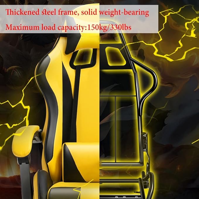 GIZNXBA Gaming Chair with Footrest Ergonomic Computer Chair Gaming Lumbar Support Backrest and Seat Height Adjustable Swivel Recliner Racing Office Chair Video Game Chair (Color : /Yellow)