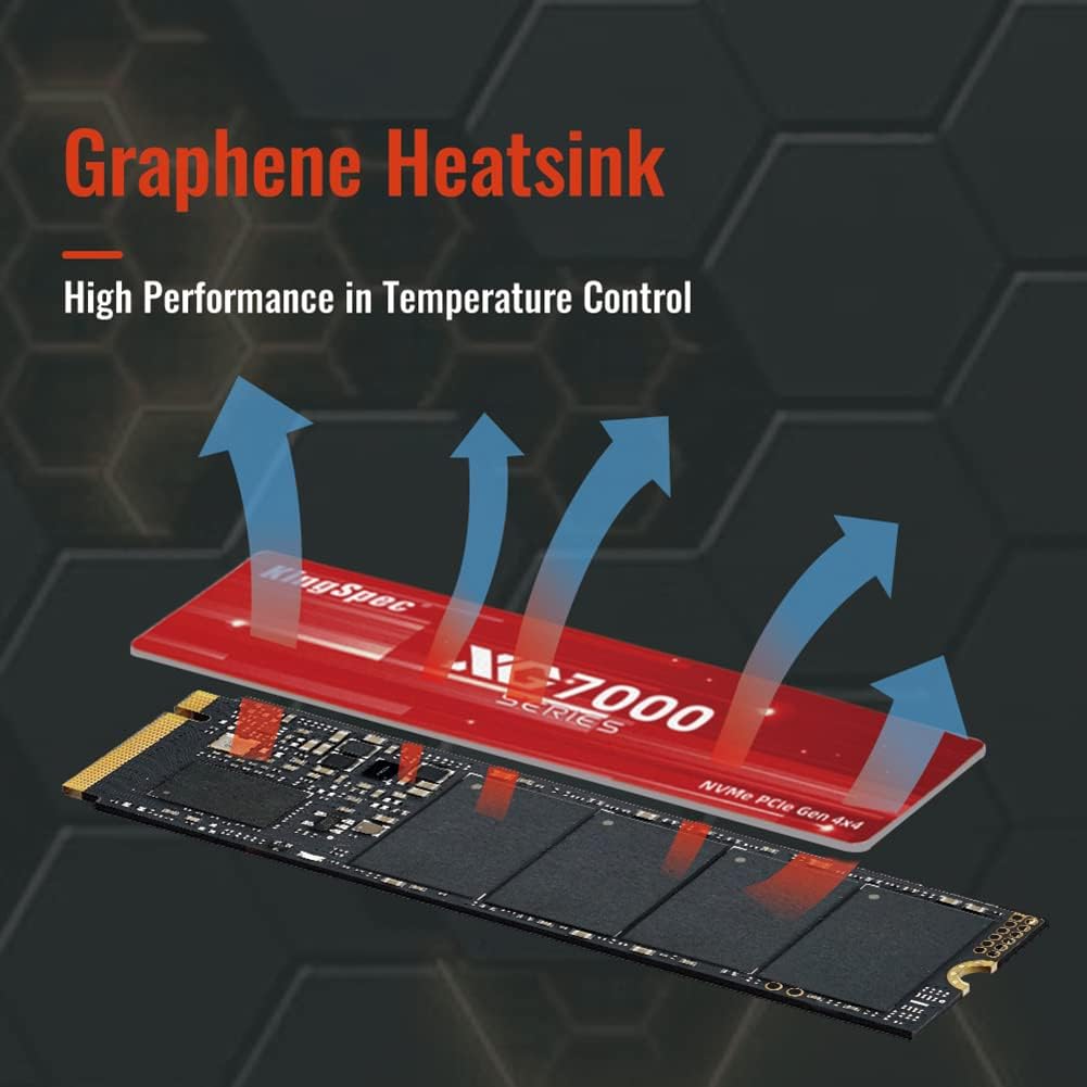 KingSpec XG7000 2TB NVMe SSD PCIe 4.0-7400MB/s Read Speed, 3D TLC NAND M.2 2280 Internal SSD, Compatible with Gaming PC, Laptop, PS5 Console