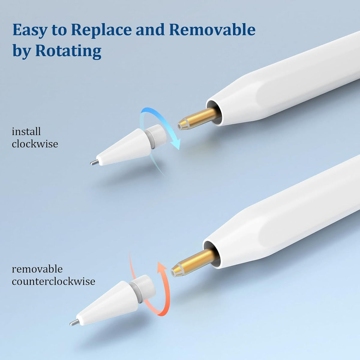 Replacement Tips for Apple Pencil 1st/2nd Gen,No Wear Out Upgraded Apple Pencil Tips,Metal Pencil Nibs for Precise Control - Pen Like 0.78mm Longer Tips for iPad Pencil - 4 Pack White