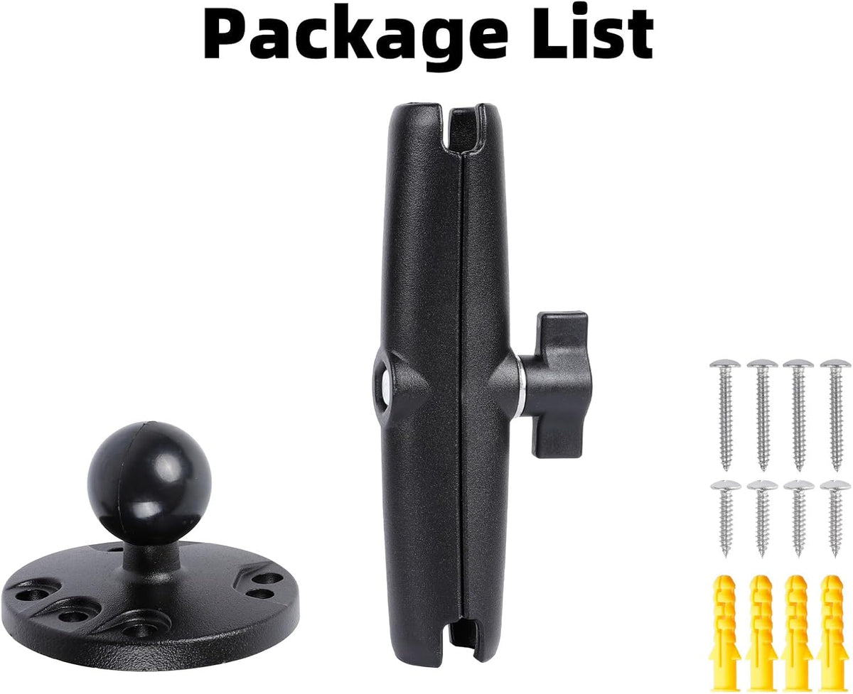 1" Ball Double Socket Arm with AMPS Hole Round Plate Base, Aluminum Alloy Arm&Drill Base, Compatible with RAM Mounts 1 Inch Ball Components, for Bike Car Motorcycle Phone Mount (6.69" Length)