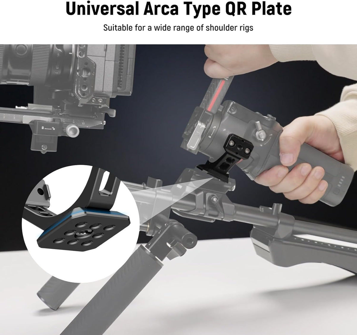 NEEWER Mount Adapter for RS3 Pro & RS4 Pro, Arca Type Quick Release Plate with NATO Rail Compatible with SmallRig Shoulder Rig V Mount Battery DJI RS 3 PRO RS 4 PRO Gimbal Stabilizer, GA030P