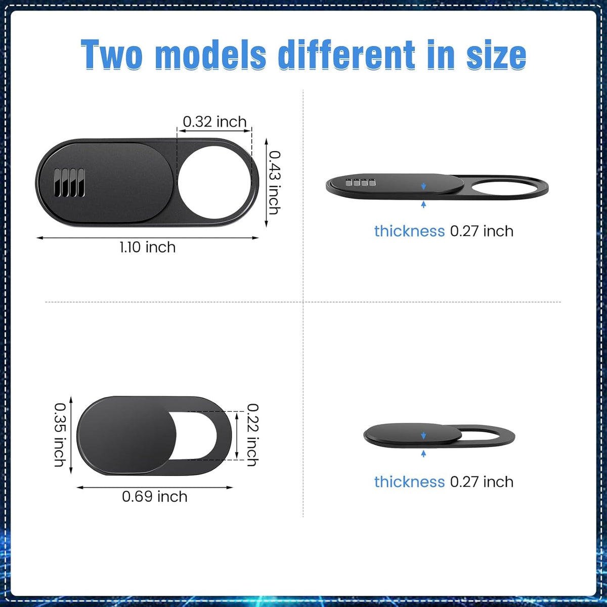 Laptop Camera Cover Slide,3 Large+3 Small Ultra Thin Webcam Cover for Laptop,Computer,Tablet,iPhone 6/7/8 Plus and Tesla Model 3/Y Interior Cabin Camera,Web Cam Blocker Protect Your Privacy