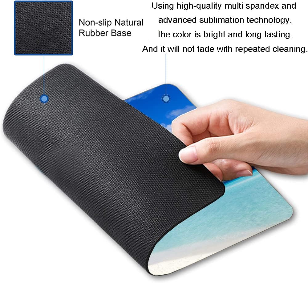 Mouse Pad, Beach Design Mouse Pad, Washable Square Cloth Mousepad for Office Laptop, Non-Slip Rubber Computer Mouse Pads for Wireless Mouse, Cute Mouse Pads for Desk