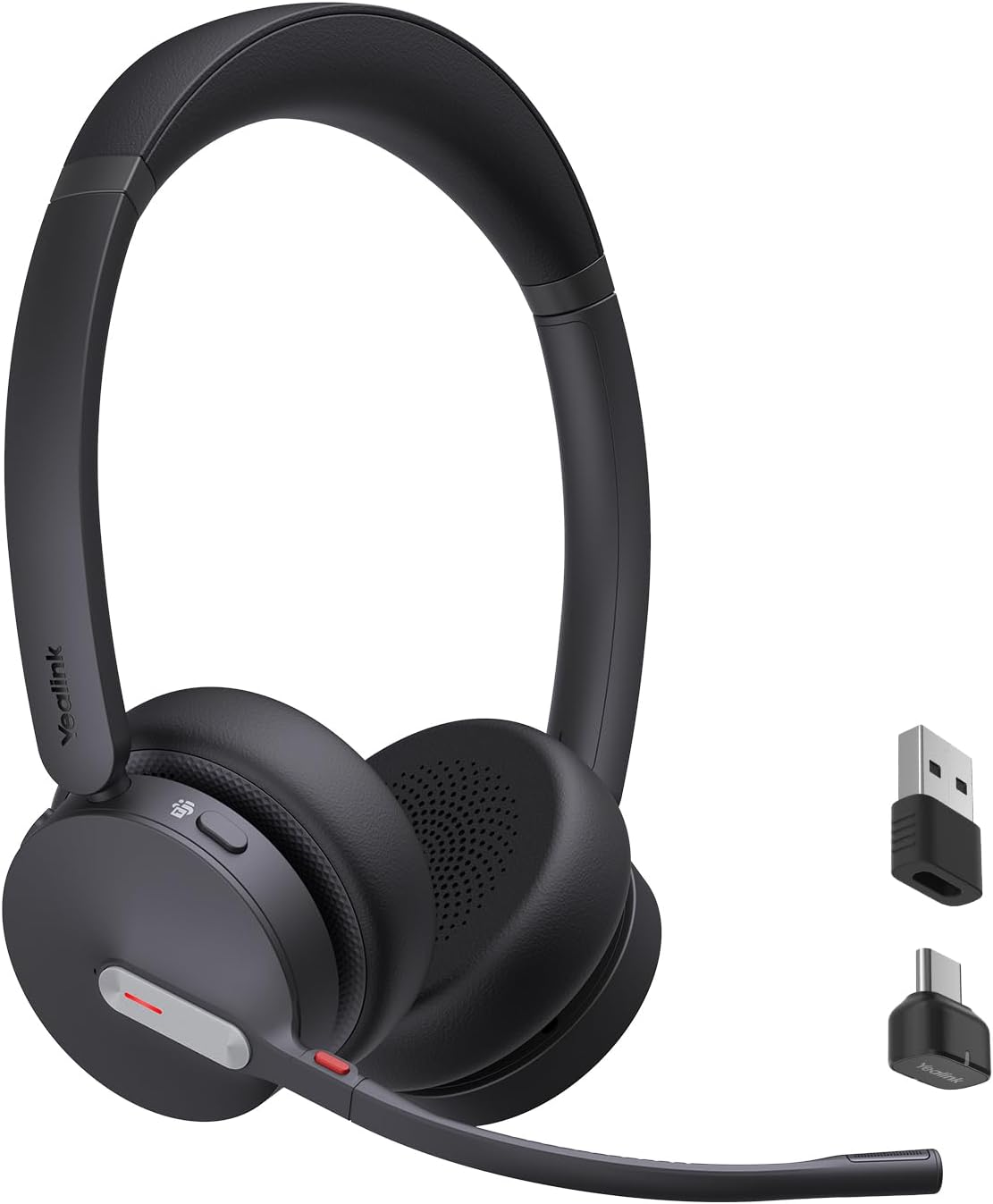 Yealink BH70 Wireless Bluetooth Headset with Microphone for Work, up to 35h Talking Battery Life, 3-Mic, 147g Lightweight Microsoft Teams Certified Headphone for Open Office, USB-C to A