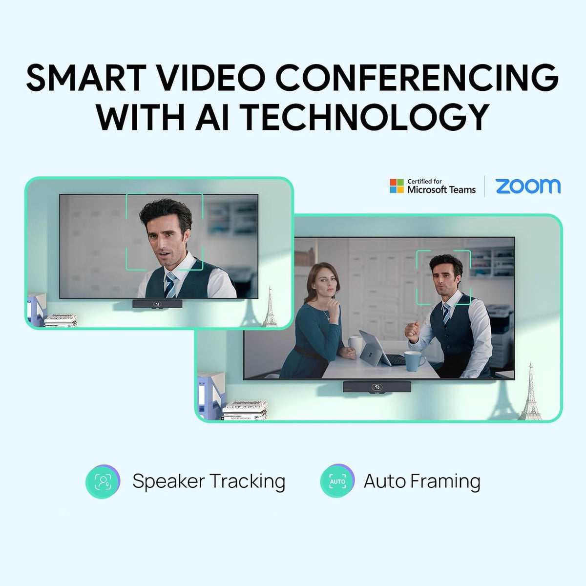 Yealink MeetingBar A10 Video Conference Room System 4K 120° Wide Angle Camera AI Auto Framing Conference Webcam with 8 Mics Arrays Speaker Tracking Noise Cancellation Teams Zoom Certified