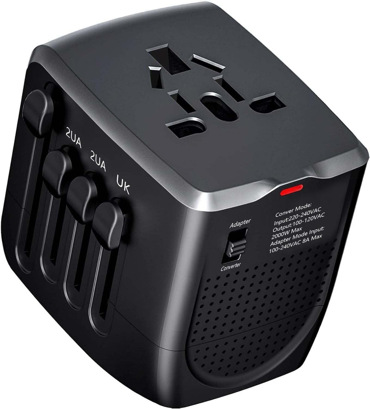 International Travel Adapter Voltage Converter to Step Down 230V to 120V for Hair straighteners, laptops, Cell Phones, Power converters from USA to UK, Europe, Australia Over 200 Countries