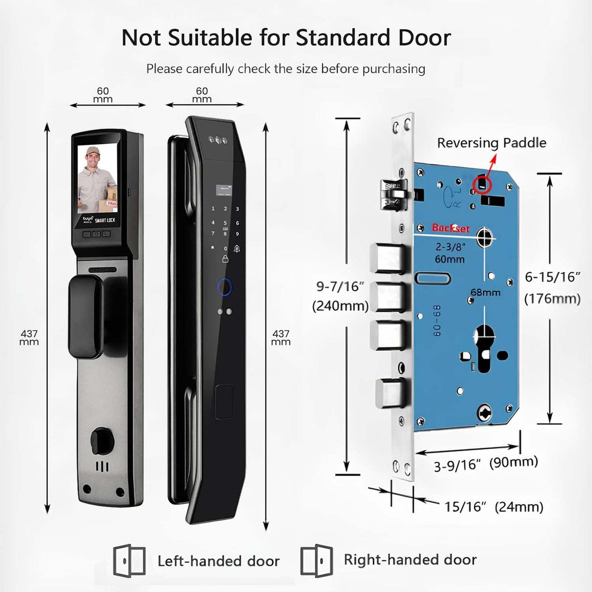 Smart Door Lock with 3D Face Recognition & Camera, Video Doorbell with Intercom, Fingerprint Keyless Entry, Password, IC Card, Key, Alexa Compatible