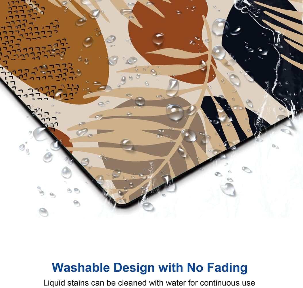 Mouse Pad, Square Abstract Mouse Pad, Cute Mouse Mat Waterproof Non-Slip Rubber Base Mouse Pads for Office Laptop, Brown Leaves