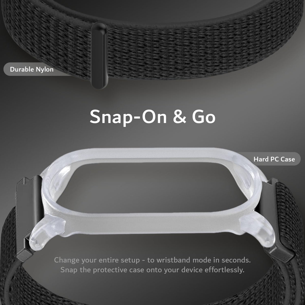 5.5"8.7" TUDIA Snap On PC Case with Adjustable Nylon Hook & Loop Wristband Compatible with PLAUD NotePin AI Voice