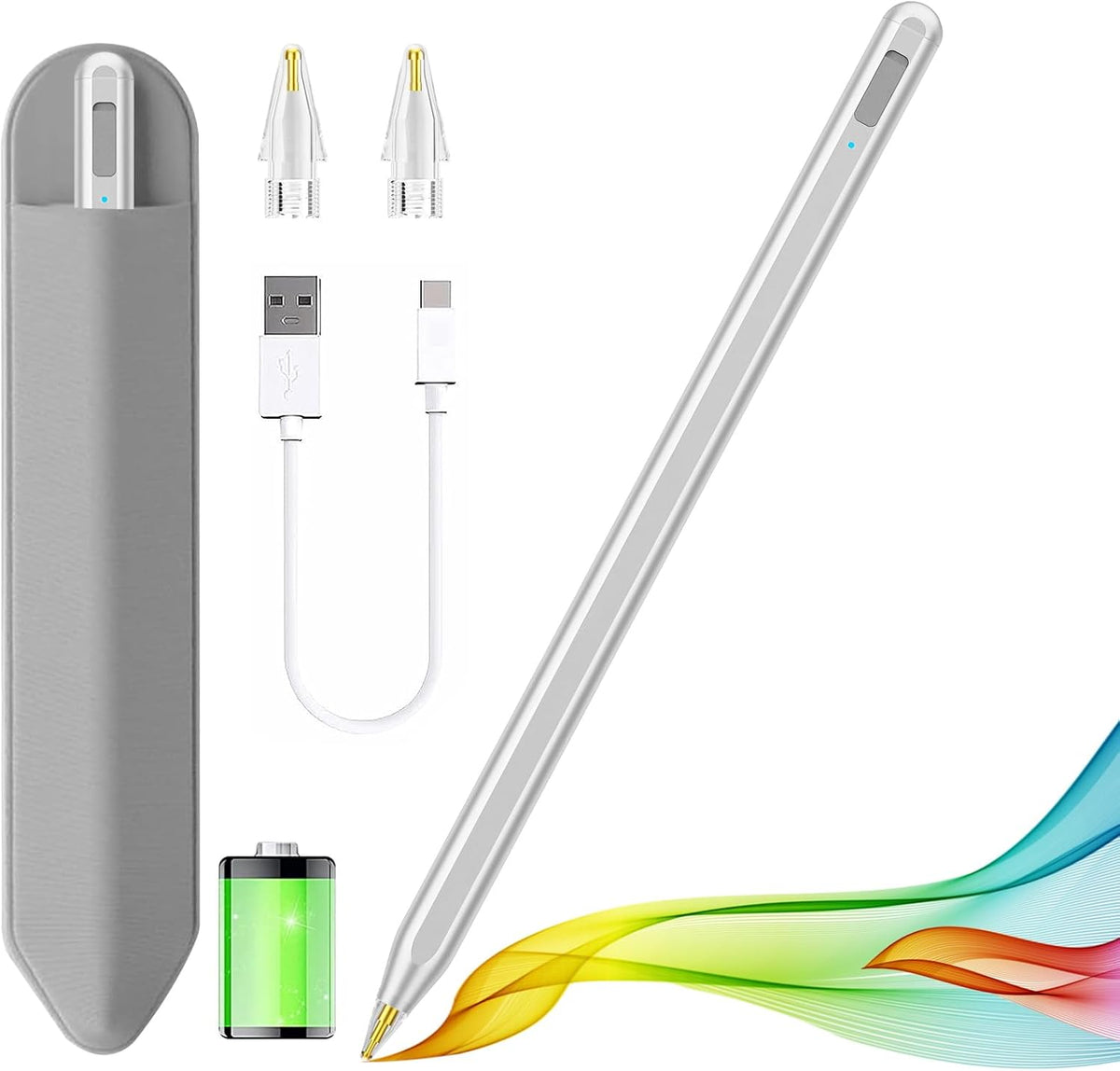 Stylus Pen for iPad 2018-2025 with Palm Rejection, Apple Pencil for Pad11th/10th/9th/8th/7th/6th Gen, iPad Pro 11/12.9 inch, New iPad Air 2025 11&13-inch(M3/2) /5th/4th/3th Gen, iPad mini 6th/5th