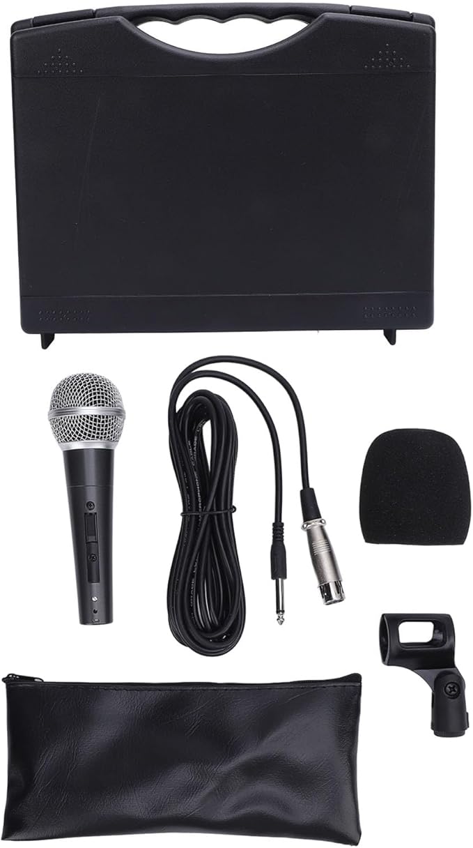 Wired Dynamic Microphone Set Moving Coil Dynamic Cardioid Handheld Microphone Enhanced Sound Quality with Low Latency Recording Stable for Active Speakers Mixers Am (Black)