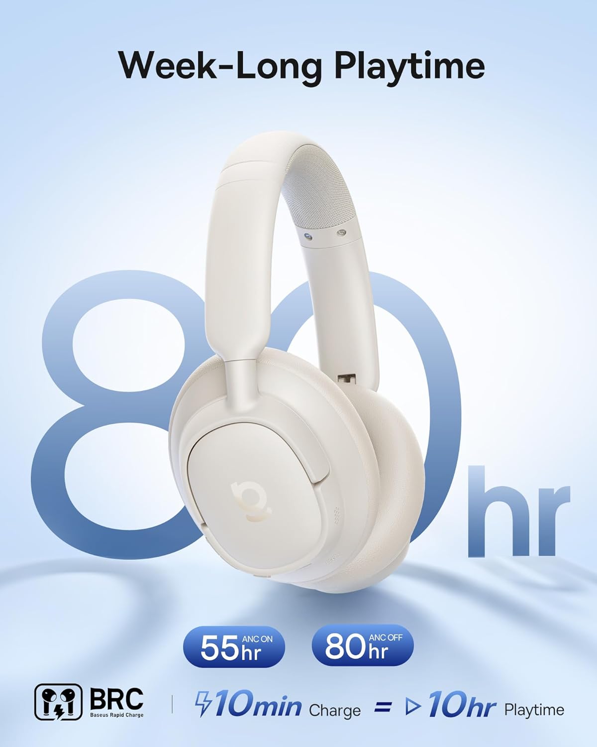 Baseus Bass BH1 NC Adaptive Active Noise Cancelling Headphones, Real-Time Adaptive Hybrid ANC, SuperBass 2.0, LDAC Hi-Res Sound, 80H Playtime, 5-Mic AI Clear Calls, Comfortable Fit, Bluetooth 6.0