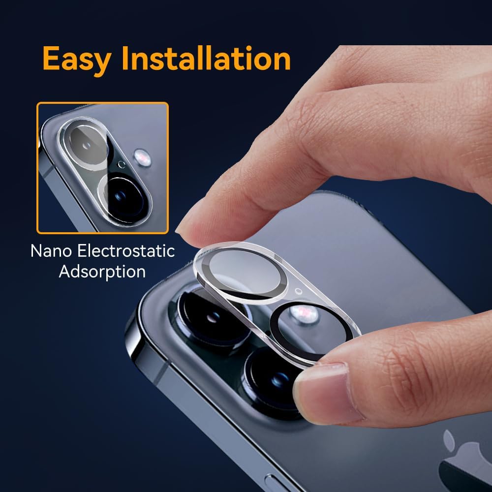 Camera Lens Protector for iPhone 16 6.1" / iPhone 16 plus 6.7",9H Tempered Glass，Ultra HD, Scratch Resistance Easy to Install，Case Friendly，[Does not Affect Night Shots] 3-Pack