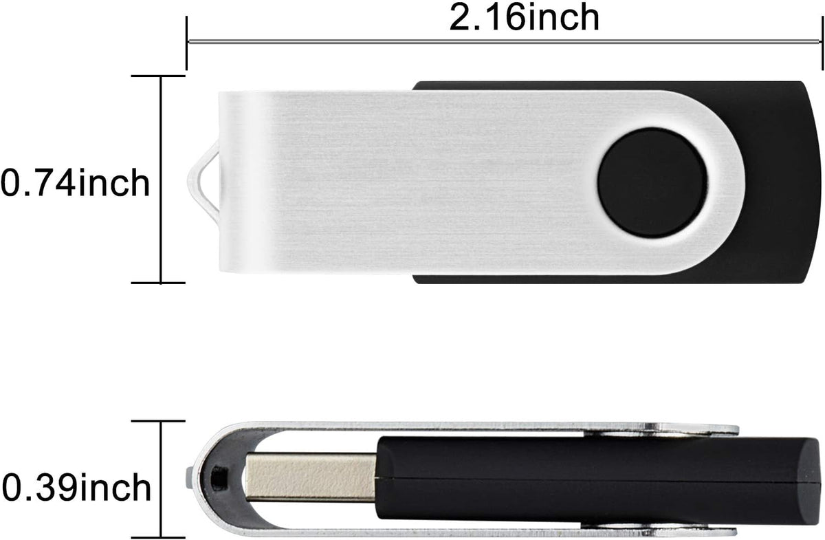 KOOTION 50pcs 16 GB USB Flash Drive 16gb Bulk Flash Drives 50 Pack Thumb DriveSwivel Memory Stick Jump Drive, Black
