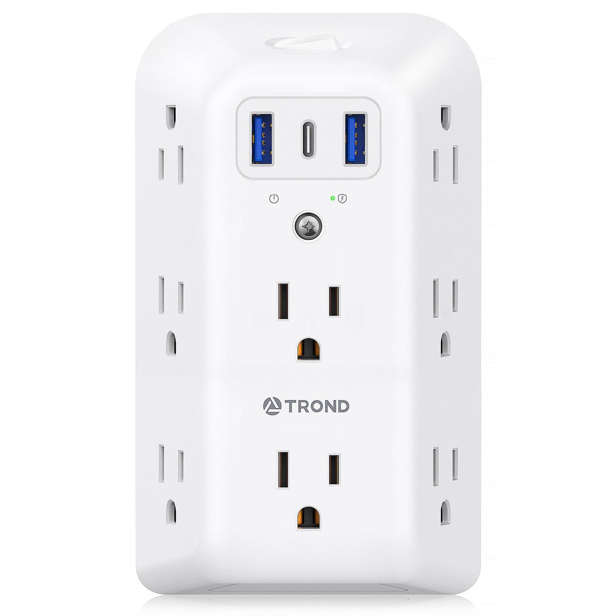 TROND Surge Protector Outlet Extender, 8 AC Plug Splitter with 3 USB Ports, Multi Plug Wall Outlet with ON/Off Switch, 1440J Widely Spaced USB Wall