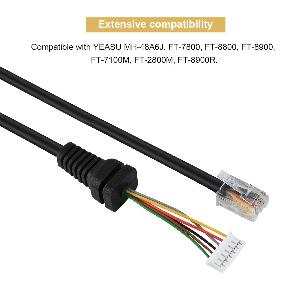 Zerone Replacement Speaker Mic Microphone Cable Microphone Cord for YEASU MH-48A6J, FT-7800, FT-8800, FT-8900, FT-7100M, FT-2800M, FT-8900R