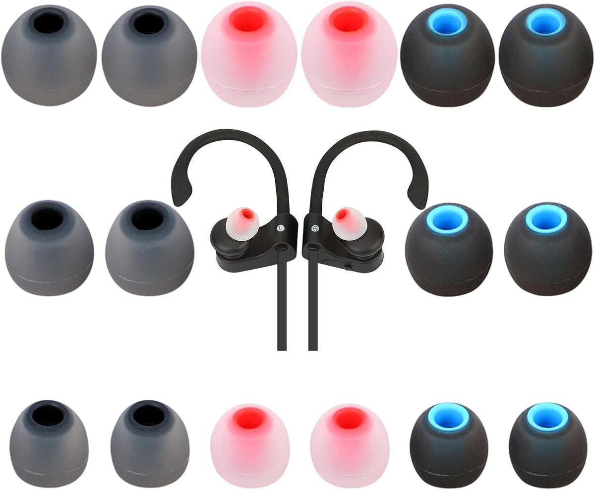 Earbud Tips Ear Bud Tips Soft Anti Slip Washable and Reusable Silicone Replacement Earbud Tips Fit Most in-Ear Earbuds(Inner Hole 3.8mm -5.1mm) 18pcs S M L