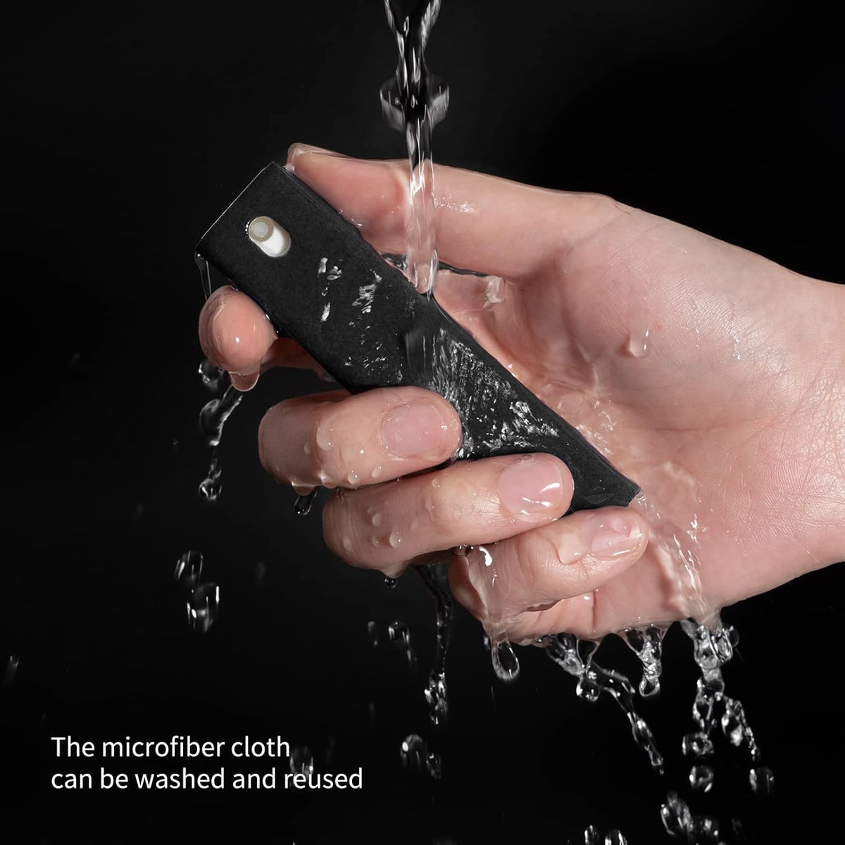 CLICK CLEAN Screen Cleaner, Fingerprint Proof Screen Cleaner Spray, All-in-One Cleaner with Microfiber and Shell for All Phones, Laptop and Tablet Screens (Black)