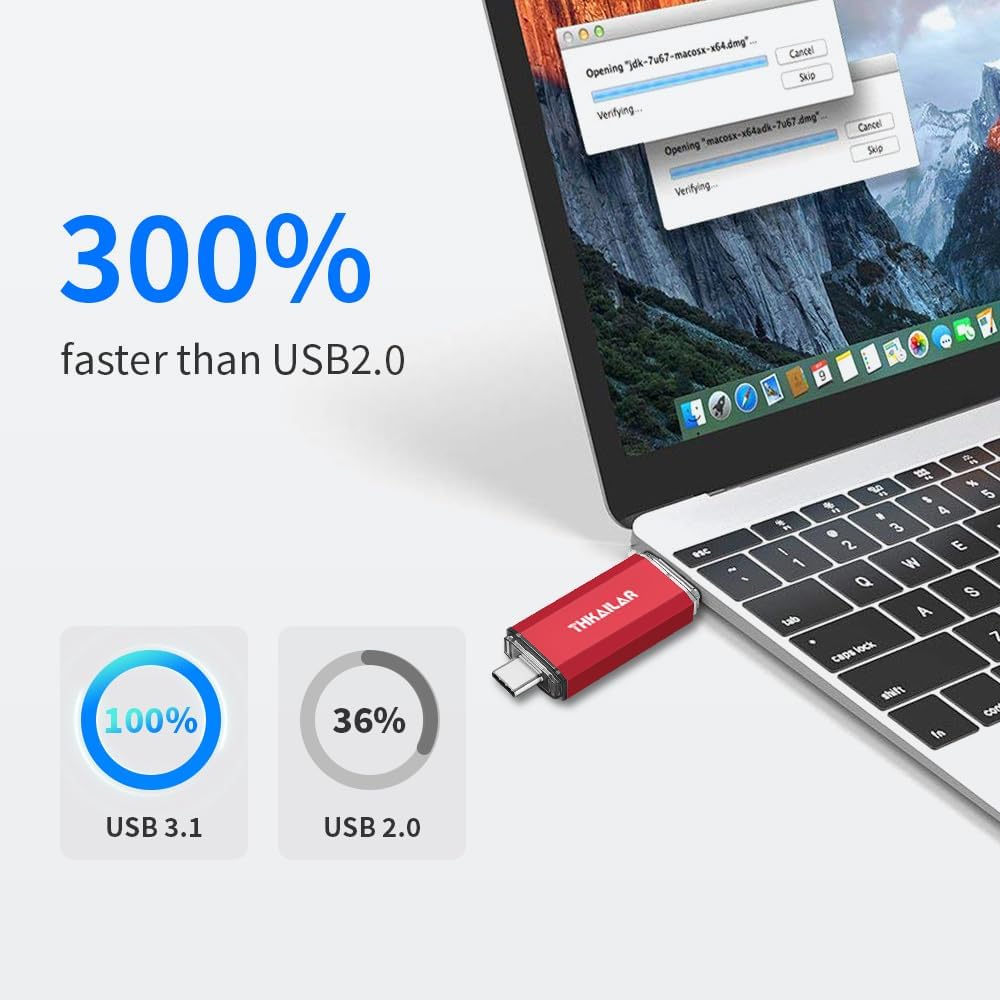 Thkailar 32GB 3 Pack USB C Memory Stick OTG USB 3.1 Thumb Drive Compatible with Android Phone,MacBook Pro,Laptops,Tablets,PC
