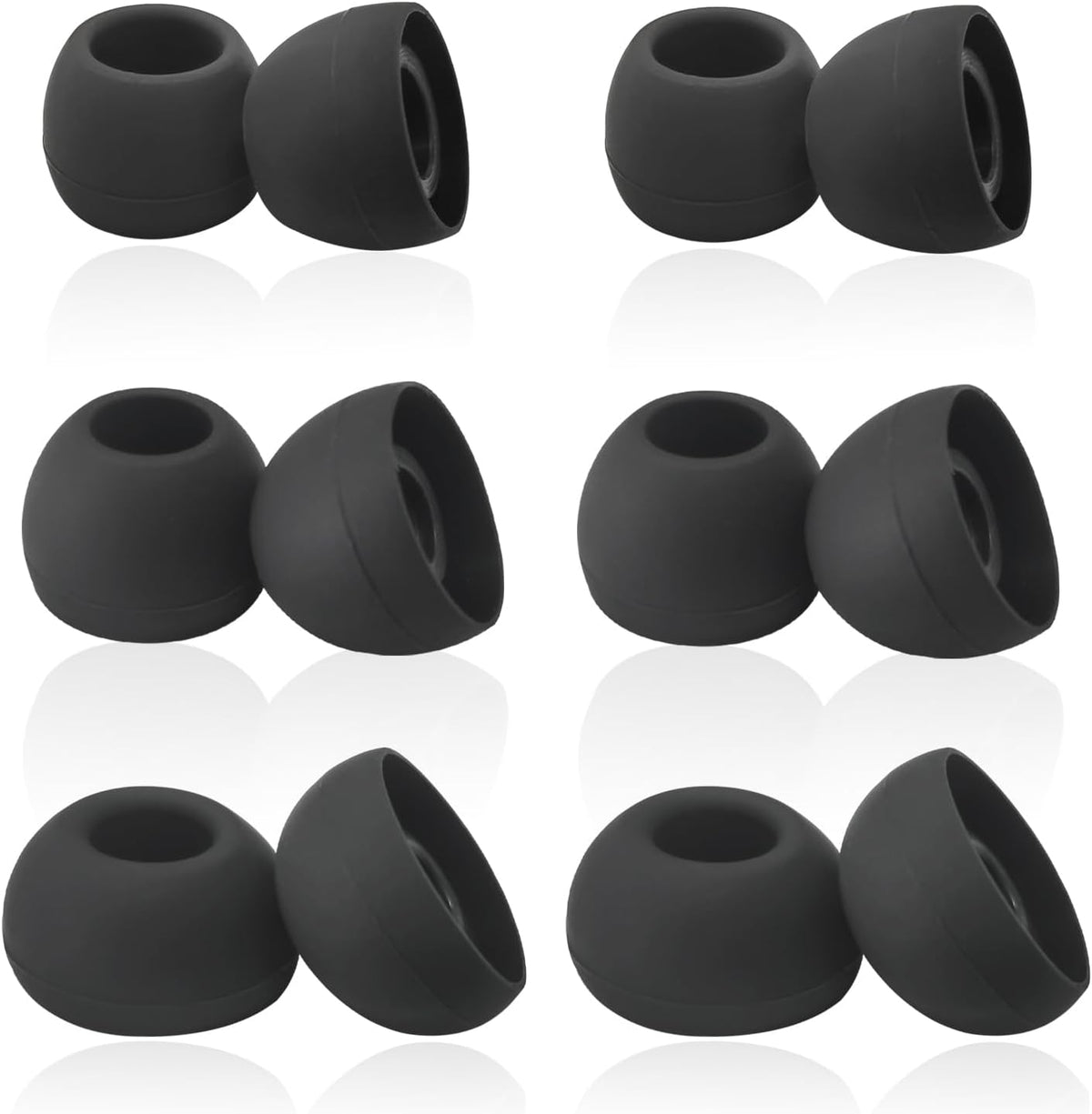 Silicone Earbuds Tips Replacement for True Wireless Earbuds Universal Ear Tips Fit 4.5mm-6mm Nozzle 6 Pairs LMS Black