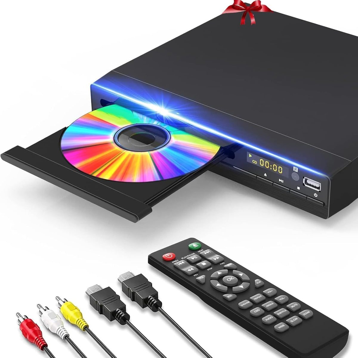 GOKUID 1080P DVD Player, HDMI Region Free DVD Players for Smart TV, Upscaling, USB Input, HDMI/RCA Output Cable