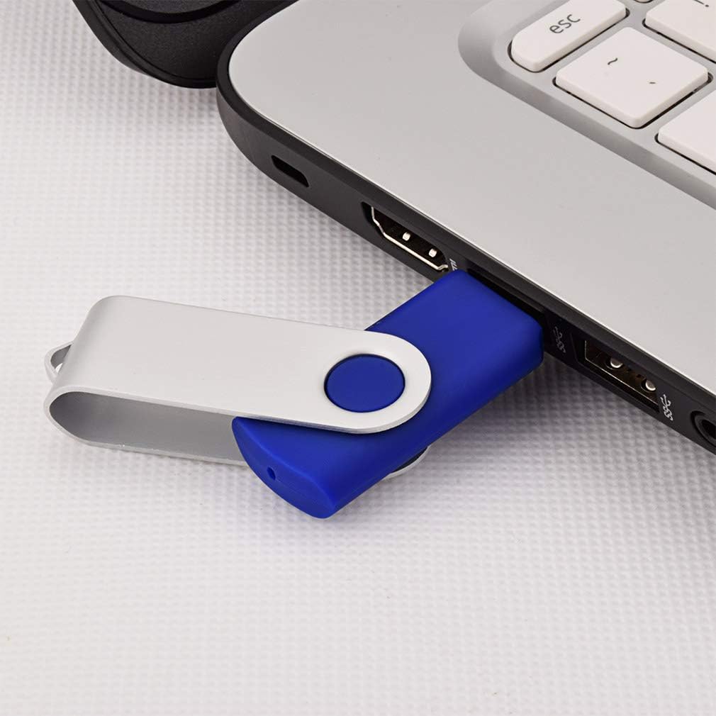 KOOTION 10 X 1GB USB Flash Drive 1gb Flash Drive Swivel Thumb Drive Memory Stick Keychain Design Blue