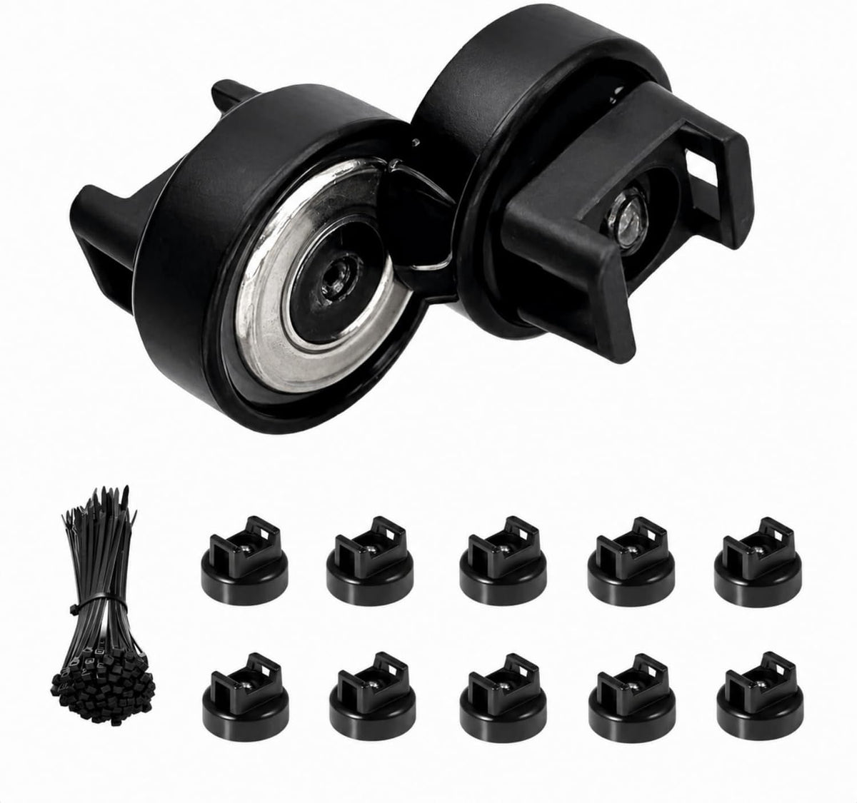Generic Mounts,10Pcs (50 Heavy-Duty Magnetic Zip Tie Multipurpose Cable Holder with Nylon Cable Ties Pieces)