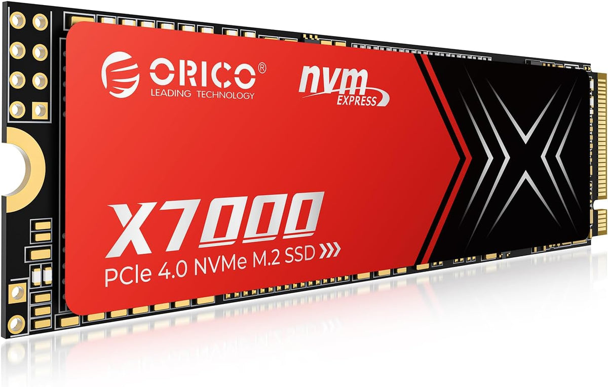ORICO X7000 1TB NVMe SSD for Gaming, 7100MB/s Read Speed, 17μs Response Time, PCIe Gen 4 Internal Drive, PS5 & PC Compatibility, Comes with Heatsink for Enhanced Cooling and Multitasking