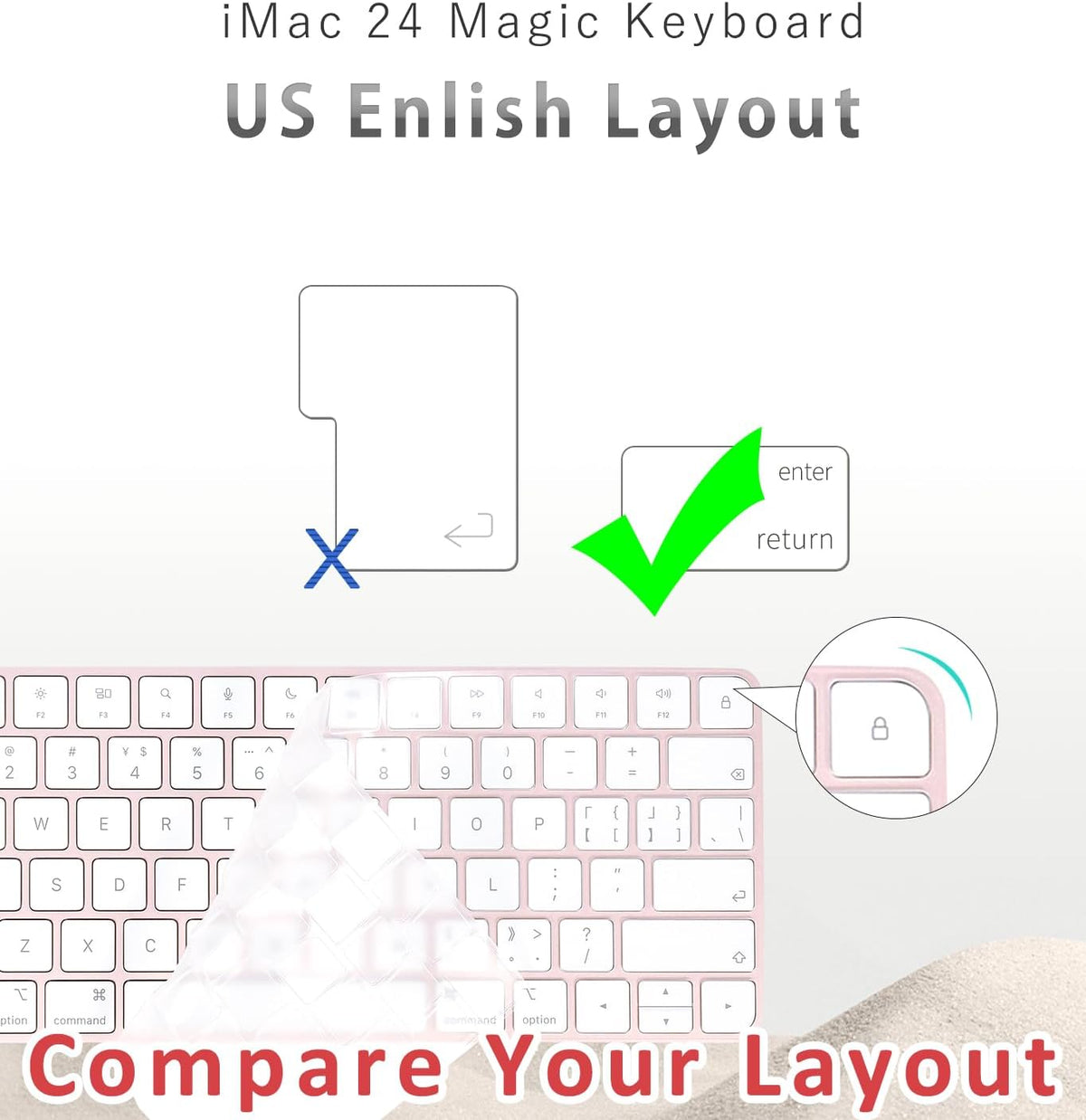 Keyboard Cover for New M4 iMac Magic Keyboard (Model A3203/A2450, w/o Touch ID, w/o Numeric Key) - Ultra Thin, Protective and Clear Keyboard Cover Protector Skin