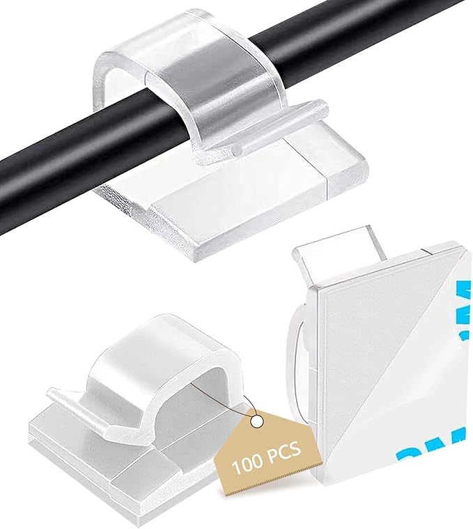 100PCS Cable Clips, Abnii Adhesive Wire Clips Cord Organizer, Clear Large