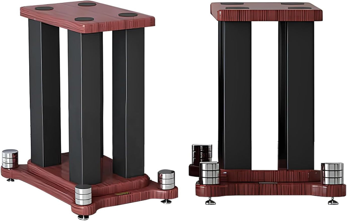 A Pair of Universal Speaker Stands, Heavy Duty Speaker Stands Holds Bookshelf Speaker Satellite Speaker Large Speaker, Vibration-Absorbing MDF Design, Holds 88lbs Speaker (Teak, 40cm/15.7in)