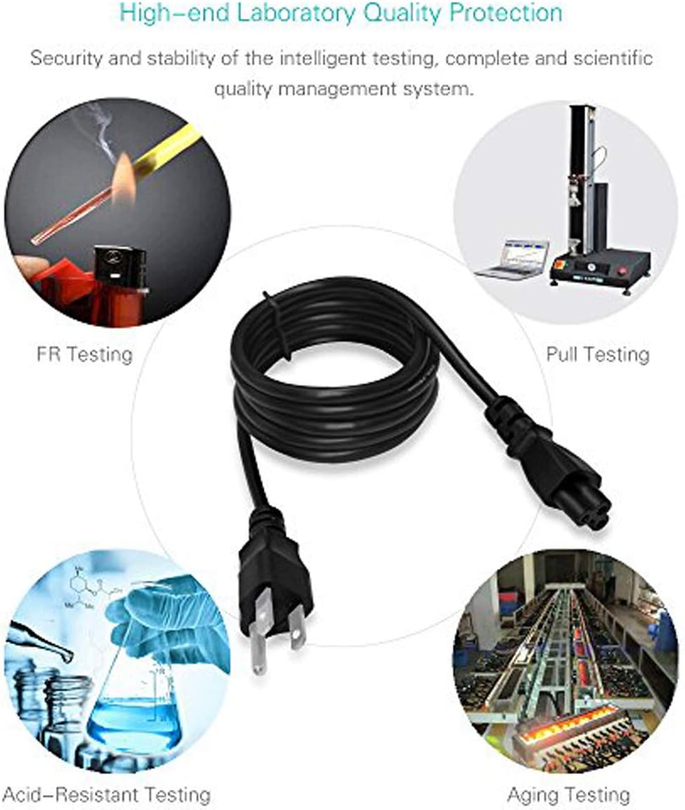 HUYADZ 3 6 5-15P C5 10A 125V 18AWG Prong AC Laptop Power Cord Feet Universal Power Cable for Dell HP LG Lenovo Asus