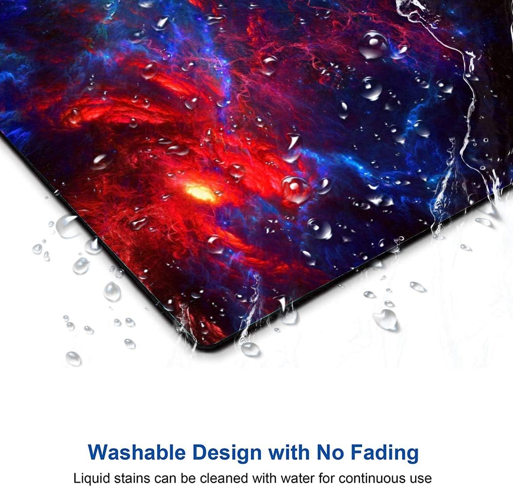 Galaxy Stars Light Black Mouse Pad, Red and Blue Nebula Mouse Mat, Non-Slip Rubber Base MousePads for Computer Office Laptop, 9.5"x7.9" Inch