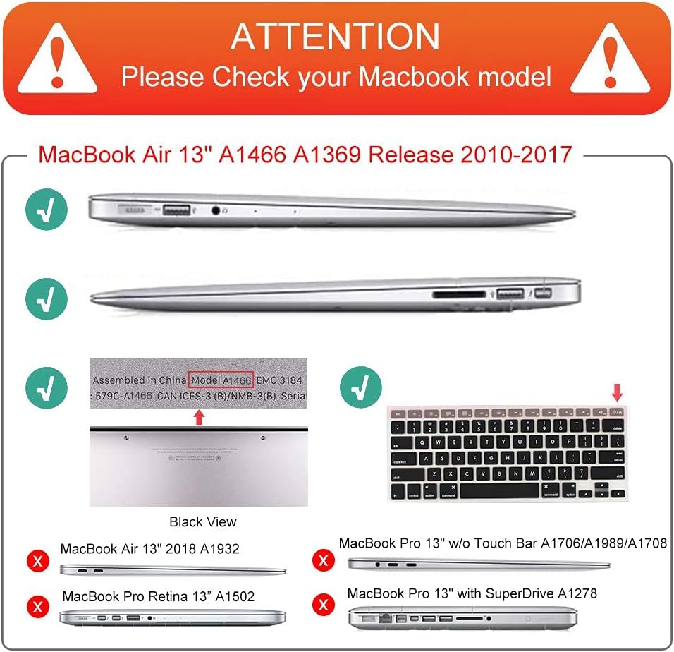Mektron for MacBook Air 13 Case A1466/A1369 (2010-2017 Release), Snap-on Plastic Hard Shell Cover for MacBook Air 13.3 inch with Keyboard Cover,Bright-Coloured Flowers