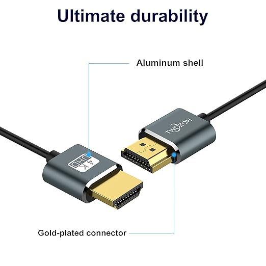Twozoh Flexible & Slim HDMI Cable 10FT 3 Pack, Ultra Thin HDMI Cord Supports High Speed 4K@60Hz 18gbps 2160P/1080P